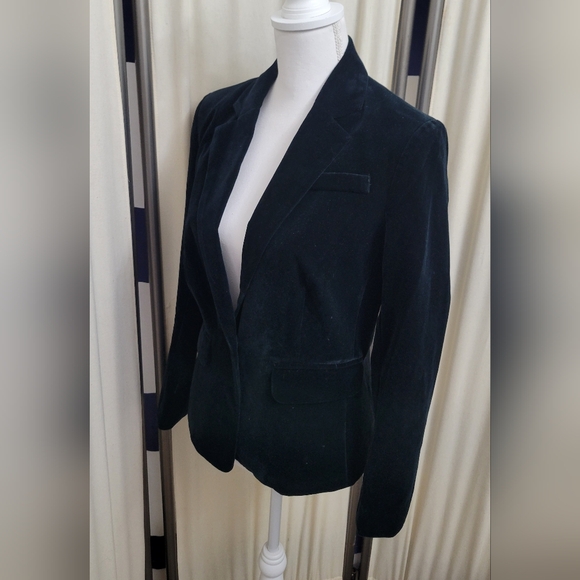 Lucy Paris Velvet Dark Green Blazer Jacket | Size XS - Picture 3 of 4